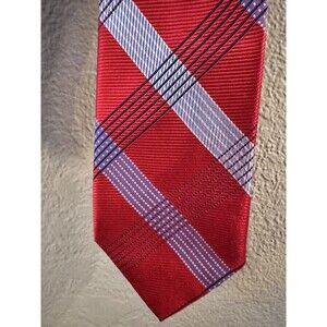 KENNETH ROBERTS PLATINUM | Neck Tie 100% Silk |red And Gray